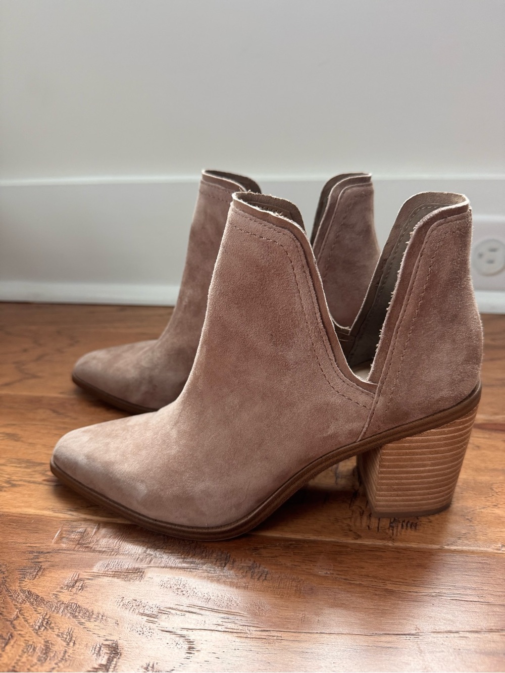 Steve Madden Suede Taupe Ankle Booties - Women's Fashion Heel